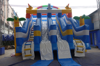 Parc aquatique gonflable mobile avec toboggan et piscine, grand toboggan aquatique gonflable pour enfants et adultes