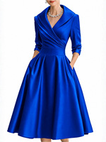 Nouvelle Robe Longue Maxi Vintage Automne 2026 pour Femme, Taille Haute, Manches Longues, Col Rabattu, Couleur Unie avec Empiècements et Patchwork