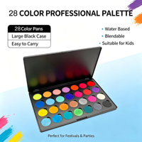 Palette de maquillage pour le visage et le corps à base d'eau, 28 couleurs, non toxique, nouvelle collection, étiquette privée personnalisée, facile à laver, fabriquée en Chine