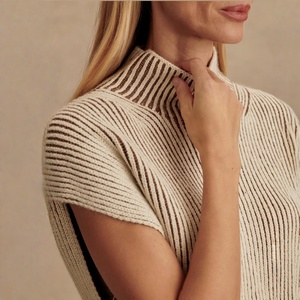 Elegante Gilet Estivo in <span class=keywords><strong>Maglia</strong></span> per Donna, <span class=keywords><strong>Senza</strong></span> <span class=keywords><strong>Maniche</strong></span>, Collo Alto, Crop Top con Logo Frontale - Product Image 4