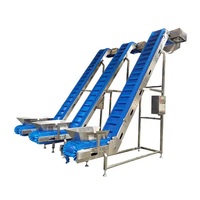 Convoyeur à bande inclinée modulaire en PP, PVC, PU avec parois latérales, type Z, pour le levage de légumes, fruits et tomates, adapté aux pentes verticales et aux angles raides