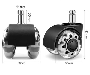 Universelle 2-Zoll (50mm) Kugellager-Rollen, Transparente Doppelrad-PU-Räder für Möbel, Rollen für Bürostühle - Product Image 3