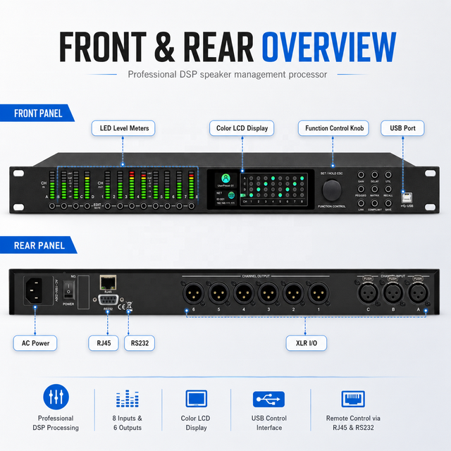 LD336 Digital Professional Sound System, Audio Sound Equipment, DSP Crossover Audio Processor, Professional Speaker Processor