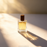 Flacon à bille carré en verre transparent de 15 ml et 30 ml avec bouchon en bois naturel - Flacon rechargeable pour huiles essentielles et parfums