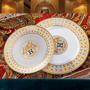Service de table Jingdezhen en porcelaine fine avec mosaïque dorée, 60 pièces, vaisselle de fête, assiettes en carton, support en céramique - Product Image 5