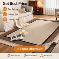 Tapis d'intérieur beige et noir à bordures, style nordique, personnalisable, amovible, lavable en machine, antidérapant, résistant à l'usure, tapis détachable pour la maison, OEM