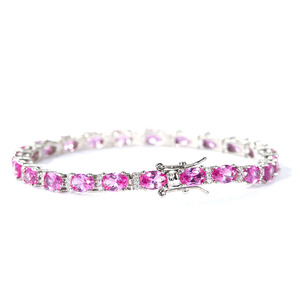 Aivenchy 17cm plaqué rhodium Bracelets de tennis pour femmes Oval Cut Pink Zircon Chains Fashion Jewelry - Product Image 3