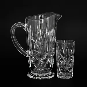 Juego de jarra de cristal y jarra de cristal, conjunto de colección de vasos con 1 jarra y 6 vasos de vajilla
