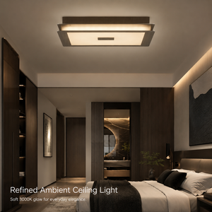 Plafonnier LED carré moderne en aluminium à plusieurs niveaux, finition dorée, éclairage acrylique pour salon, chambre, hôtel - Product Image 2