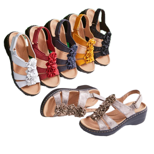Summer Sexy Open Toe Rubber Flat Heel Outdoor <b>Sandals</b> with Strap and Hollow Style Button Closure Women's Single Shoes - Product Image 3