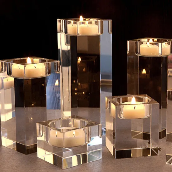 Simples Luz Luxo Estilo Wedding Home Decoração Crystal Candlestick Transparente Candlestick