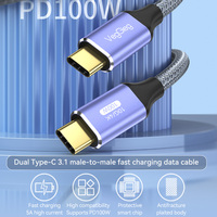 Kabel Pengisian Daya USB C 100W PD VegGieg 1M 2M Grosir, Kabel Data USB Type C ke USB Type C, Kabel Pengisian Cepat, Berbahan Nilon Terjalin