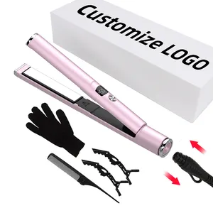 LCD Digital Display Fast Heating 2 in 1 Hair Straightener Flat Iron Straightener and Curler for All Hairstyles