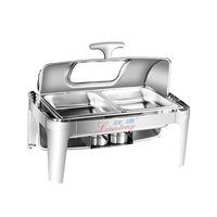 Équipement de traiteur de luxe pour mariage, ensemble de buffet de plats à friction, chauffard en acier inoxydable avec vitre pour traiteur