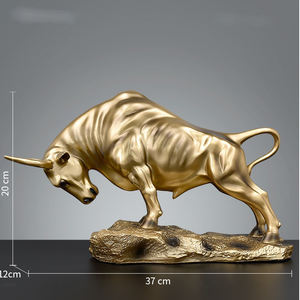 Artesanía de resina Feng Shui, estatua de <span class=keywords><strong>toro</strong></span> dorado, Escultura Moderna de buey, figuritas de vaca para Decoración de mesa de sala de estar, gabinete de <span class=keywords><strong>TV</strong></span>, estudio - Product Image 2