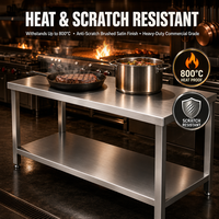 Table de préparation en acier inoxydable pour restaurant, hôtel, boulangerie, cuisine centrale, cantine, plan de travail à double niveau avec étagère de rangement