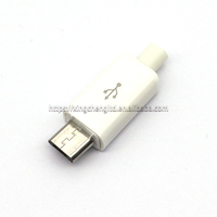 Conector macho Micro USB de 5 pines, soldadura negra/blanca para accesorios de cable de datos DIY