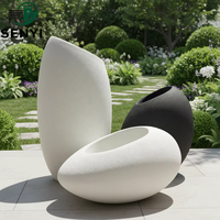 Pot Tanaman Oval Besar dari Fiberglass untuk Lanskap Modern, Penggunaan Dalam & Luar Ruangan, Tahan Cuaca, Pot Taman Dekoratif