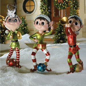 Sculptures en résine géantes grandeur nature en fibre de verre Décoration de Noël pour l'extérieur Grandes statues Ornements Elfe de Noël - Product Image 2