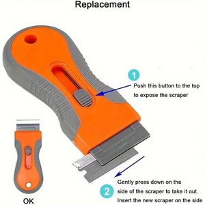 Retractable Putty Knife With Replaceable Steel Blades Orange Plastic Handle For Smoothing And Scraping Tasks - Product Image 5