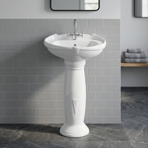 White Ceramic Lotus Shape Pedestal Wash Hand Basin Set Antique Bathroom Sink Porcelain Lavabo Full Pedestal - Product Image 5