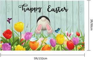 Drapeau <span class=keywords><strong>de</strong></span> Pâques 3x5 pieds, drapeau extérieur en forme <span class=keywords><strong>de</strong></span> lapin, bannière pour <span class=keywords><strong>la</strong></span> <span class=keywords><strong>maison</strong></span>, le jardin, décoration résistante au vent, panneau d'intérieur - Product Image 4