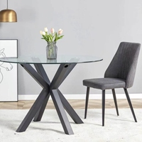 Table d'appoint pour salon avec plateau en verre transparent et pieds en acier, vente directe d'usine
