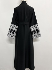 Abaya Kimono Turque de Luxe Brodé Keffiyeh Palestine pour Femme, Vêtements Islamiques de Dubaï, Kaftan - Product Image 6