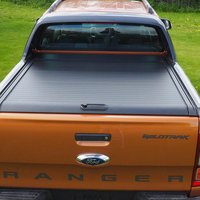 Volets roulants pour pick-up 4x4 en couleur noir mat pour Ford Ranger Wildtrak avec serrure et éclairage LED, auvent de coffre