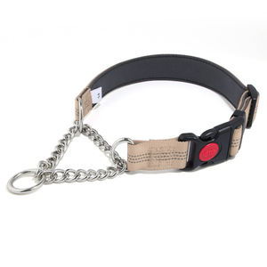 Collar Reflectante de Nailon para Perro con Cadena de Acero Inoxidable, Collar Ajustable con Hebilla para Paseos Diarios - Product Image 1