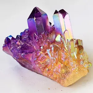 คริสตัลควอตซ์ออร่าสีชมพูและสีเหลืองเคลือบด้วยไฟฟ้า  ชุดคริสตัลควอตซ์ออร่าหลากสี สำหรับของที่ระลึกที่ได้แรงบันดาลใจจากฮวงจุ้ย - Product Image 2