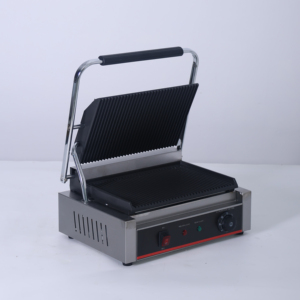 Parrilla Eléctrica Individual para Panini y Hamburguesas, Plancha de Contacto Antiadherente de Acero Inoxidable para Tiendas de Comida y Restaurantes - Product Image 1