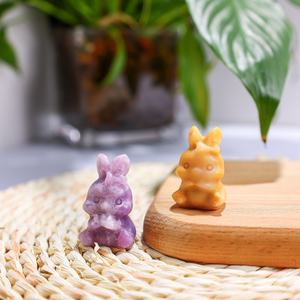Figurines Lapin en Zoisite et Lepidolite avec Rubis Naturel, Matériaux Mixtes, Décoration de Table, Cadeaux Parfaits pour les Fêtes et Anniversaires (Vente en Gros) - Product Image 6