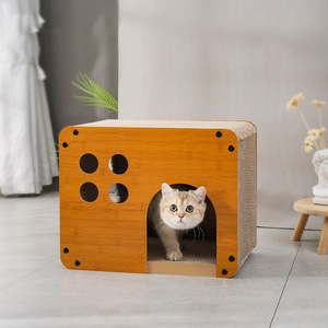 Nueva Cama para Gatos de Madera Maciza con Casa para Gatos Desmontable, Uso en Todas las Estaciones, Reemplazo de Papel Corrugado, Ventilada y Transpirable - Product Image 2