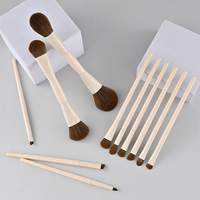 Ensemble de 7 pinceaux de maquillage professionnels beige pour les yeux, manche en nylon doux, logo personnalisé, couleur personnalisée, vente en gros
