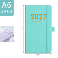 Agenda hebdomadaire 2027 A6 en PU avec élastique, carnet ligné pour la gestion du temps et l'organisation quotidienne, 80 g/m², en stock