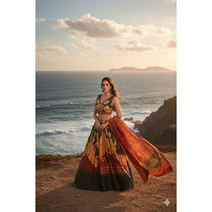 Nuevo y Moderno Lehenga Tradicional de Georgette con Blusa y Dupatta, Exportador y Proveedor Indio - Product Image 1