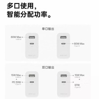 Ensemble de charge ultra-rapide 80W à double port en nitrure de gallium compatible avec la charge rapide PD, chargeur Q5Pro 80W pour Realme