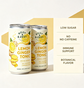 Bebida Carbonatada Saludable y Baja en Azúcar con Sabor a Jugo de Frutas, Limón, Jengibre y Miel, Marca Privada OEM para Fábricas de Bebidas - Product Image 4