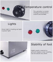 Bain-marie en acier inoxydable à haute structure, 5 bacs, table chauffante pour aliments avec contrôle de thermostat
