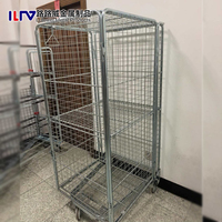 Conteneur mobile logistique à roulettes avec étagères, chariot pliable en fil métallique pour centres de distribution et supermarchés