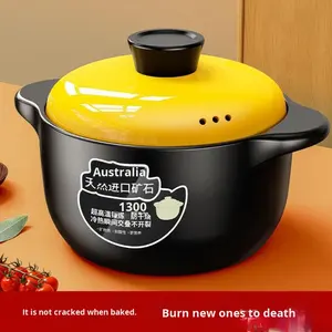 หม้อตุ๋นเซรามิกใหม่ ทนความร้อนสูง ใช้กับเตาแก๊ส ไม่แตก ไม่ไหม้ ใช้ทำซุป ข้าวต้ม พร้อมฝาปิด - Product Image 2