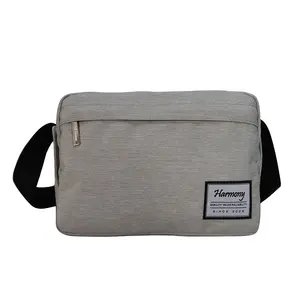 Customized 600D snowflake polyester fashion men's grey shoulder messenger bag