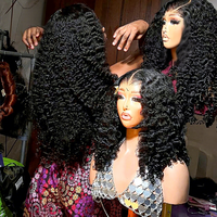 Perruques en cheveux vierges en gros, bouclées profondes, avec dentelle HD 13x6, perruques frontales en dentelle 13x4 à ondulations profondes, perruques en cheveux humains bouclés effet mouillé pour femmes noires