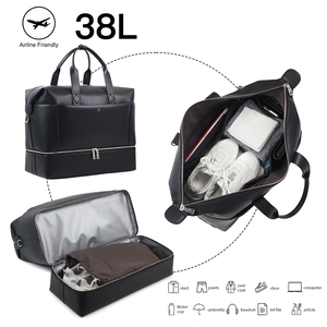 High Quality Travel Fashion Leather Overnight Duffle <strong>Bag</strong> with Gym <strong>Bag</strong> Shoe <strong>Compartment</strong> - Product Image 6