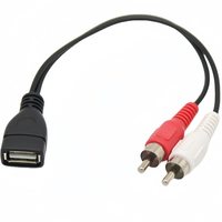 Câble adaptateur audio-vidéo USB 2.0 femelle vers 2 RCA mâle, répartiteur en Y, coaxial, paire torsadée, gaine PVC, 4K/1080P, haute qualité