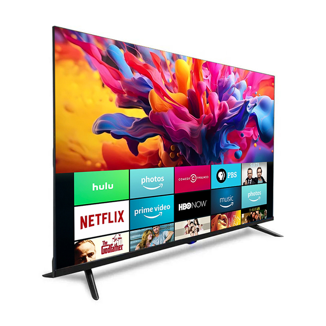 4K Smart OLED TV with 24 32 43 50 55 65 70 75 85 100 Inch Screen, Gallery Design, HDR, AI pixel Dimming, Android 14, Black Color
