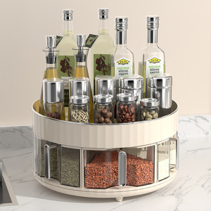 Rotating Seasoning Tray Double Layer Countertop Storage Rack 360 Degree Turntable Spice Organizer Kitchen Storage Holder - Product Image 4