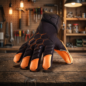 Custom Desgin Orange and Black Kint Soccer Goalkeeper <b>Gloves</b> 4mm Negative Cut Goalkeeper <b>Gloves</b> - Product Image 5