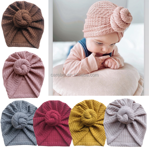 Gorro <span class=keywords><strong>Turbante</strong></span> de Punto Tipo Waffle para Bebés, Talla Única, Diseño de Caracoles Lilian, Color Sólido - Product Image 2